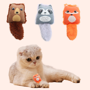 Wholesale Hot Selling Cute fox Model Cartoon Squirrel Raccoon Doll Filled Sound Paper Interactive Biting Cat Mint <b>Plush</b> Toys - Product Image 1