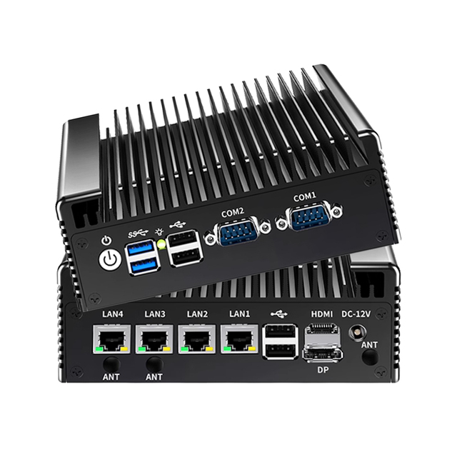 N150 Mini Fanless Desktop PC with 4 Ethernet 6 USB 2 COM 4G 8G 16G Support WIFI GPIO DDR4 RAM and US Plug