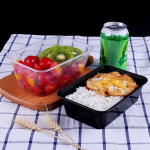 Boîte alimentaire rectangulaire jetable en PP, compatible micro-ondes, noire, transparente, blanche, pour sandwichs et plats à emporter - Product Image 6