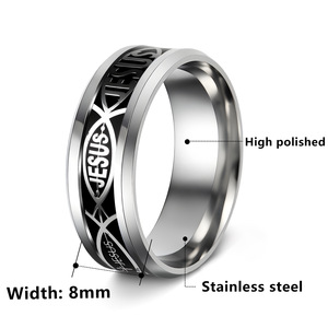 La bague en acier inoxydable avec croix de Jésus, populaire et best-seller, ne se décolore pas. C'est une bague de baptême chrétienne au design tendance - Product Image 2