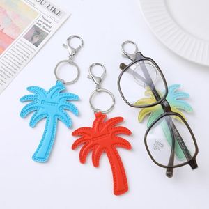 New Multi-functional Portable <b>Glasses</b> <b>Keychain</b> Sunglasses Anti-loss Holder Palm Tree Leather Pendant Bag Luggage Accessory - Product Image 1
