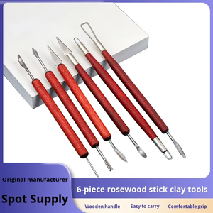 Juego <span class=keywords><strong>de</strong></span> Seis Herramientas para Esculpir <span class=keywords><strong>Arcilla</strong></span> con Mango <span class=keywords><strong>de</strong></span> Madera Roja y Puntas <span class=keywords><strong>de</strong></span> Acero Inoxidable, Removedor <span class=keywords><strong>de</strong></span> Huellas Dactilares, Herramientas <span class=keywords><strong>de</strong></span> Modelado, Certificación CE, KAIWEI - Product Image 1
