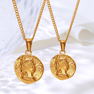 Thiết Kế Cổ Điển Tây Ban Nha Vua <span class=keywords><strong>Carlos</strong></span> Đồng Xu Mặt Dây Chuyền Vòng Cổ Thép Không Gỉ 18K Vàng Mặt Dây Chuyền May Mắn Huy chương Vòng Cổ Cho Phụ Nữ Người Đàn Ông - Product Image 2