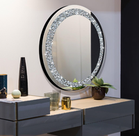 Miroir mural rond de luxe moderne avec décor en cristal effet diamant pour la décoration de la maison, salon, salle de bain, hôtel