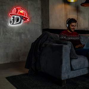 Casque de lutte contre les incendies alimenté par USB enseigne au néon <span class=keywords><strong>Pop</strong></span> Art LED pour décoration murale intérieure - Product Image 4