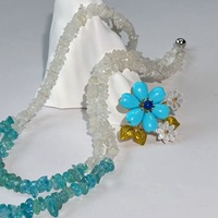 Collier ras du cou multicouche en cristal bohème avec perles de pierre de lune et d'apatite naturelle pour femme - Cadeau d'été