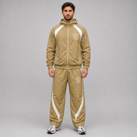 Setelan Training Pria Ringan Tahan Angin Anti Air Bernapas Berbahan Nilon dengan Hoodie dan Ritsleting Penuh, Cepat Kering, Custom Pabrik OEM