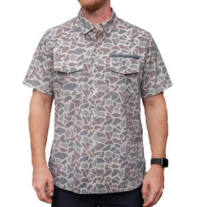 लघु आस्तीन मछली पकड़ने की शर्ट कस्टम कैमियो प्रिंट स्फ हल्के कपड़े पुरुषों को पकड़ने वाली शर्ट बटन - Product Image 1
