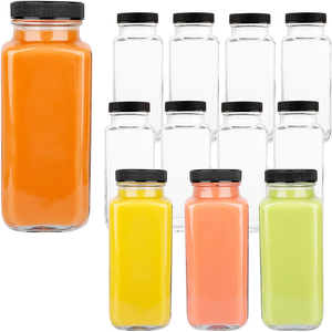 Botellas cuadradas de bebidas de vidrio de borosilicato personalizadas Tapa de vidrio de 500ml para agua Jugo Té Agua mineral - Product Image 5