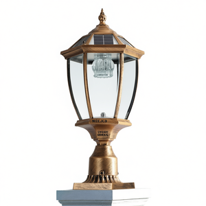 Lanterne solaire LED d'extérieur 20H, design élégant en verre, lumière de jardin vintage pour allées et jardins (1 pièce) Modèle - Product Image 1