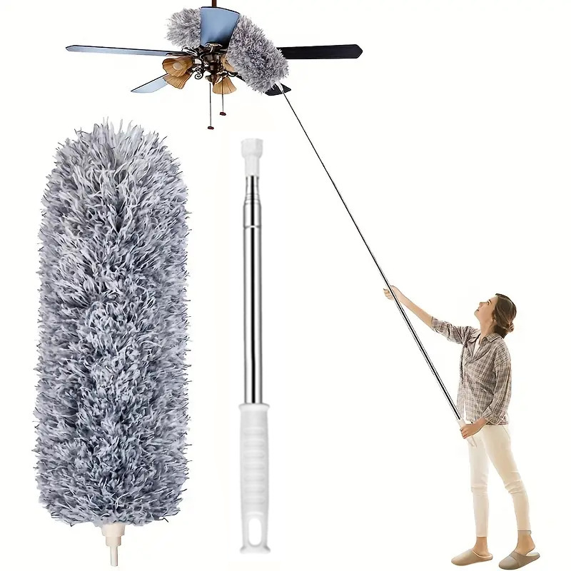 Asta telescopica con testa spolverino grigia a stella (set da due pezzi)