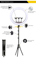 Anneau lumineux LED circulaire de 22 pouces (56 cm) avec trépied réglable pour selfie et photographie