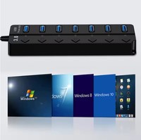Hub USB 3.0 à 7 ports, séparateur avec interrupteur individuel, indicateur LED, adaptateur haute vitesse 5 Gbps pour ordinateur portable, PC, MacBook, ordinateur de bureau