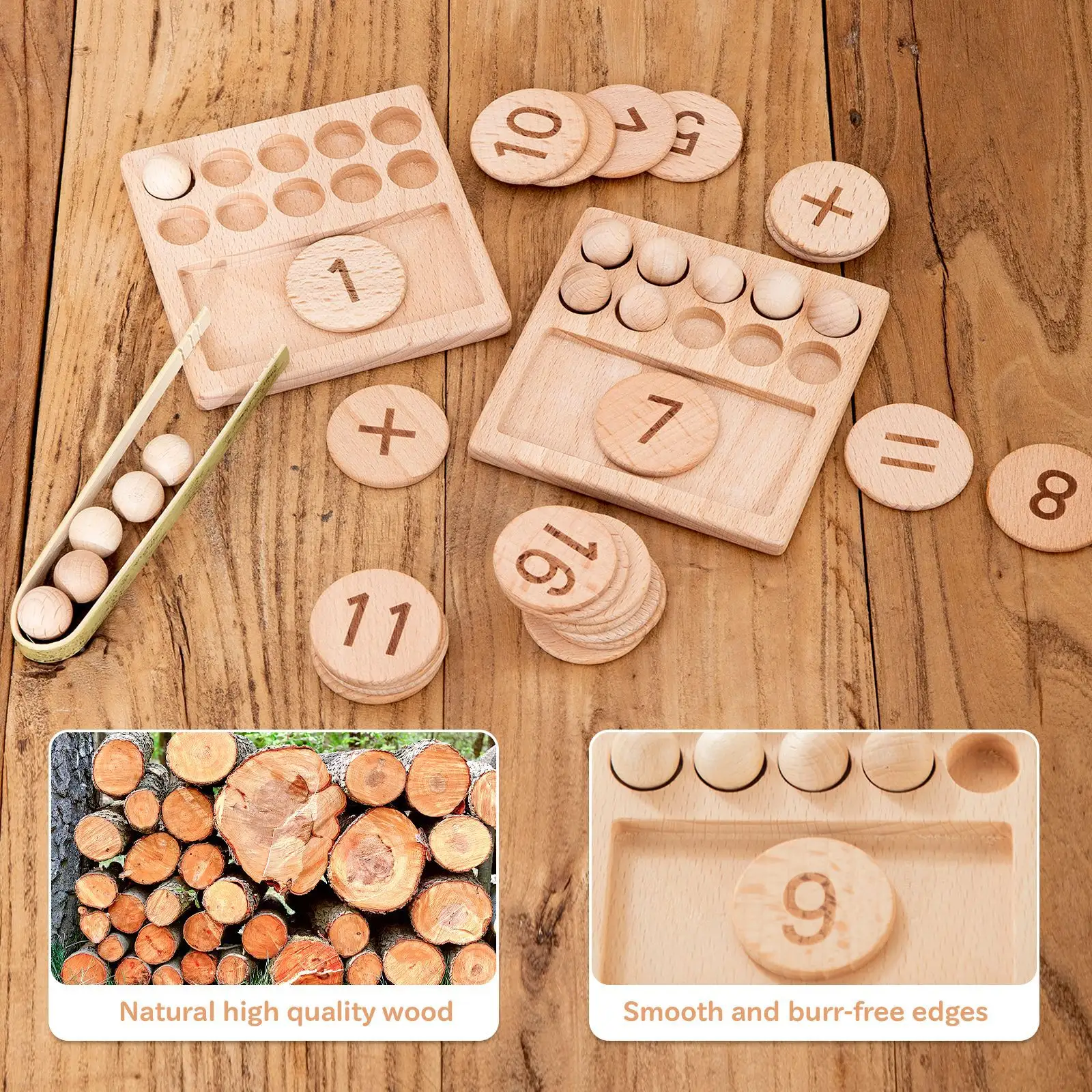 Montessori bebê brinquedo aritmética madeira blocos madeira números contagem educacional Boards Puzzle brinquedos