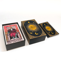 Jeu de tarot personnalisé avec logo, 78 cartes, noir, classique, ensemble d'apprentissage d'oracle avec guide en papier 350 g/m², cartes de tarot imprimées pour jeu