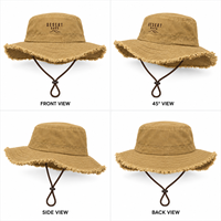 Chapeau Bob en Coton à Bord Effiloché Large, Personnalisable, Certifié RoHS et Conforme REACH, Fournisseur OEM en Gros