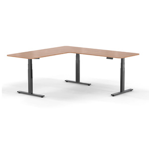 โต๊ะปรับระดับความสูงรูปตัว L โครงโลหะสีขาวเคลือบสีฝุ่น โต๊ะคอมพิวเตอร์ปรับระดับได้ สำหรับใช้ในบ้าน สำนักงาน ห้องอ่านหนังสือ และเล่นเกม - Product Image 3