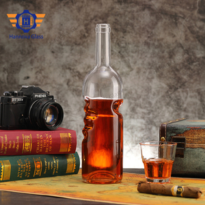 Custom LOGO <strong>Label</strong> 750 ml 75 Cl Frosted Blue V-shaped Wine Glass Bottle Fancy Empty Thin High Glass <strong>Vodka</strong> Bottles - Product Image 5