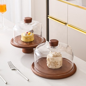 Mới được thiết kế tráng miệng Bìa Glass Dome trang trí bánh đứng Fancy & gỗ Glass Dome bánh đứng - Product Image 3