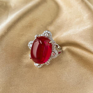 पीतल प्लैटिनम ने 13*18-10*12 सिम्युलेटेड फ्लोरोसेंट लाल कॉर्ंडम सेट फैशन ज्वेलरी के साथ फैशन ज्वेलरी - Product Image 6