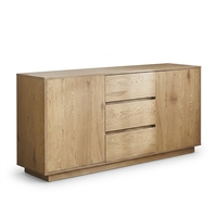 Commode à 6 tiroirs en chêne naturel à bords courbes, meuble de rangement pour chambre à coucher
