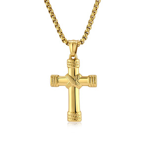 <b>Cross</b> Necklace For Men Stainless Steel Gold Plated Pendant Trendy Jewelry Dongguan Manufacturer - Product Image 1