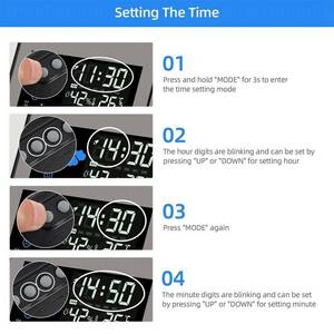 Réveil de Projection pour chambres Horloge numérique LCD avec <span class=keywords><strong>projecteur</strong></span> sur le mur de plafond Snooze Température de luminosité - Product Image 5
