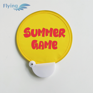 Fan pieghevole in nylon stampato su misura con il marsupio, ventilatore a mano promozionale con codice QR mano portatile pieghevole tasca disco volante per la vendita - Product Image 6