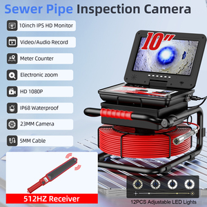10 pouces IPS écran 50m câble caméra d'égout Vision nocturne H.264 23mm auto-nivellement AHD 1080P 512HZ caméra d'<span class=keywords><strong>inspection</strong></span> <span class=keywords><strong>de</strong></span> tuyau - Product Image 2