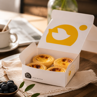 Scatola per Confezionamento Crostate all'Uovo, Struttura a Conchiglia, Carta Resistente al Grasso, Imballaggio da Asporto per Pasticceria, Fornitura con Etichetta Privata per Alimenti