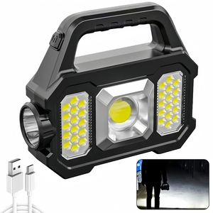 Rts nhà máy trực tiếp cao sáng LED Đèn pin năng lượng mặt trời điện được xây dựng trong pin có thể sạc lại cầm tay Torch đèn với ngân hàng điện - Product Image 1