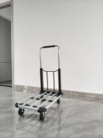 Chariot à plateforme pliable en aluminium avec poignée rétractable, 4 roulettes silencieuses, chariot de transport portable pour entrepôt, gain de place