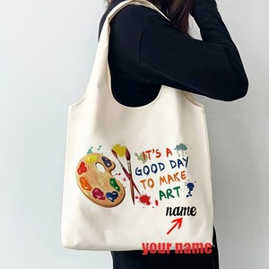 Borsa Tote Personalizzata con Motivo '<span class=keywords><strong>È</strong></span> una Buona Giornata per Creare Arte' per Insegnanti d'Arte, Borsa a Tracolla con Nome Personalizzato, Regalo per Insegnanti e Artisti - Product Image 4