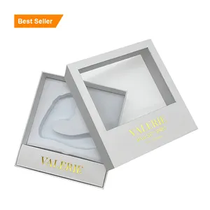 Kotak kemasan kotak putih persegi tutup mewah kustom kotak hadiah kertas dengan Logo jendela kotak mainan seks kosmetik grosir