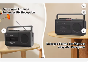 Registratore a Cassette Portatile Vintage con Radio, Convertitore <span class=keywords><strong>MP3</strong></span>, Multibanda FM/AM/SW, Supporto USB/Scheda SD, Altoparlante Wireless - Product Image 5