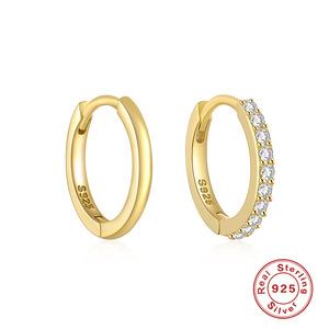 Boucles d'oreilles créoles en argent 925 pour femme, micro-incrustation de zircon, pendentif cercle, vente en gros - Product Image 5