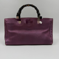 Sacs à main de luxe d'occasion en gros - Sac fourre-tout étincelant en cuir véritable style bambou, un incontournable pour les soirées