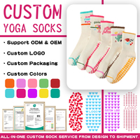Chaussettes de sport en coton personnalisées ODM, antidérapantes, à revers côtelé, avec grip adhésif, sans couture, pour yoga, pilates et compression, motif dessin animé