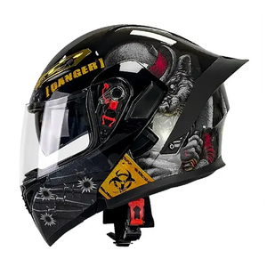 DOT ECE承認ダブルレンズM/L/XL/XXLファッションフルフェイスモトクロスatvカートフリップアップオートバイヘルメット - Product Image 1