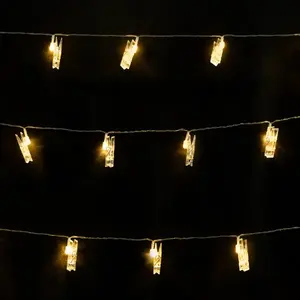 Ghirlanda di luci LED a batteria 3AA, con clip, luce bianca calda - ideale per decorare feste e creare atmosfere - Product Image 2