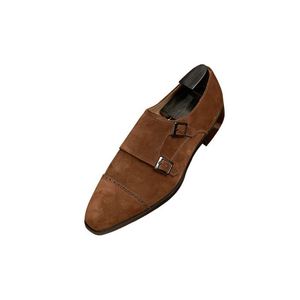 Chaussures Monk en daim et cuir véritable pour hommes, à lacets, bout carré, légères, antidérapantes, confortables, respirantes, avec semelle extérieure en caoutchouc patchwork - Product Image 6