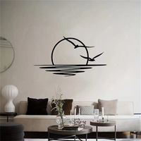 Décorations murales en résine métallique, art créatif pour la maison, salon, cadre de porte, art populaire, lever de soleil, coucher de soleil, mouettes, artisanat