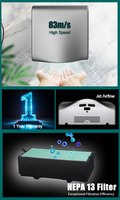 Pengering Tangan Jet Ultra Kering Sensor-Aktif Berbahan Baja Tahan Karat GoodWind untuk Hotel, Komersial & Penggunaan Rumah Tangga