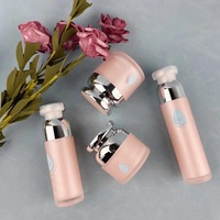 Flacon pulvérisateur sans air en acrylique noir et rose de 30 ml/15 ml avec impression d'écran pour l'emballage de lotion cosmétique