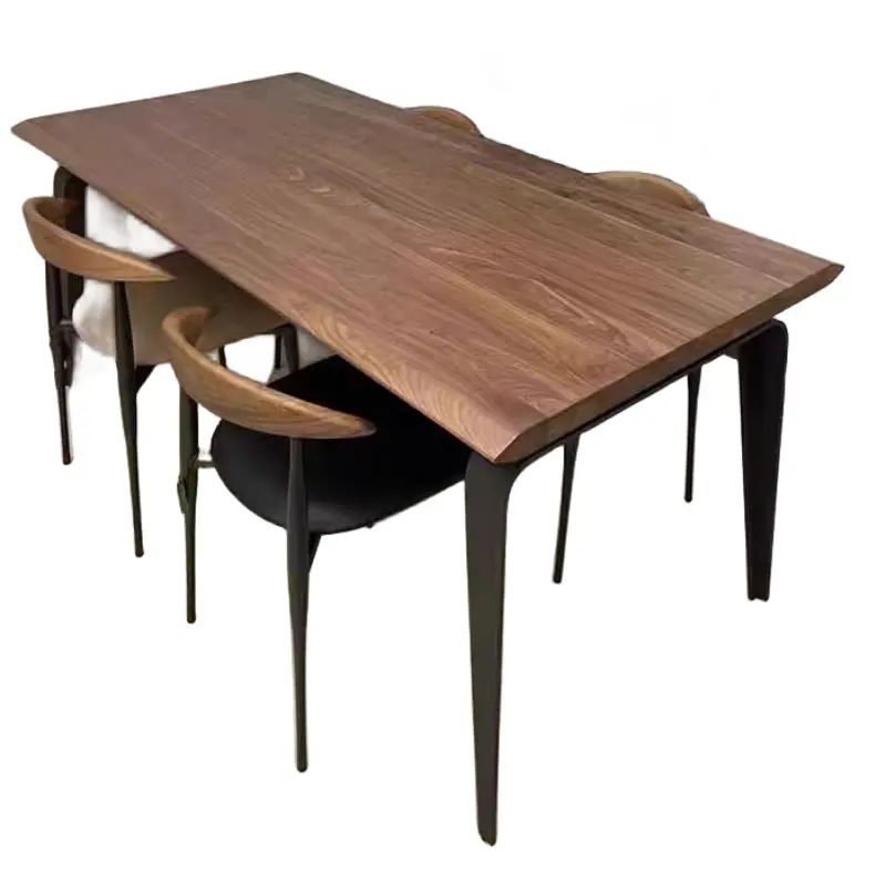 Light Luxury Household Dining Table North America Black Walnut Solid Wood Dining Table