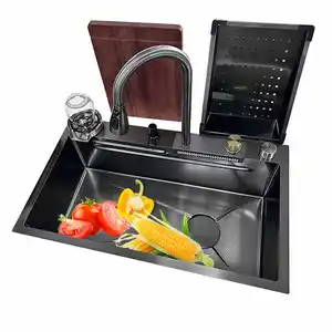 厨房水槽，带洗杯器不锈钢蔬菜水槽和排水篮