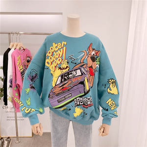 Camiseta de manga larga coreana suelta cuello redondo de talla grande sudaderas con capucha y sudadera para <span class=keywords><strong>mujer</strong></span> con Otoño Invierno - Product Image 5