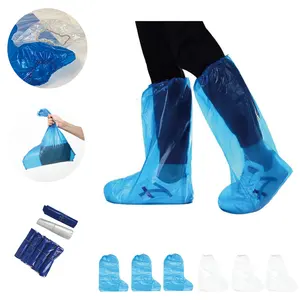 New Type Long Indoors Overshoes Foot Plastic Shoe Covers Disposable Waterproof Pe Shoe Covers