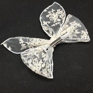Barrette à <span class=keywords><strong>cheveux</strong></span> vintage en dentelle blanche avec grand nœud brodé en tulle, élégante pour mariée, coiffure <span class=keywords><strong>de</strong></span> <span class=keywords><strong>mariage</strong></span> pour femme - Product Image 3