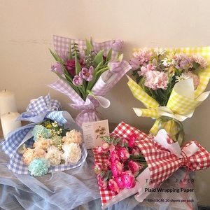 Papel de Regalo a Cuadros Aierflorist, Estilo Coreano, Popular en <span class=keywords><strong>Internet</strong></span>, Impermeable, Papel Ouya, Papel a Cuadros para Picnic de Verano - Product Image 4